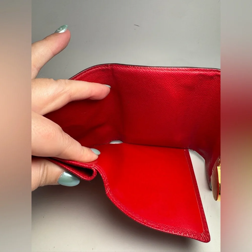 SOLF Louis Vuitton Damier Ebene Koala Wallet w/ Red Interior